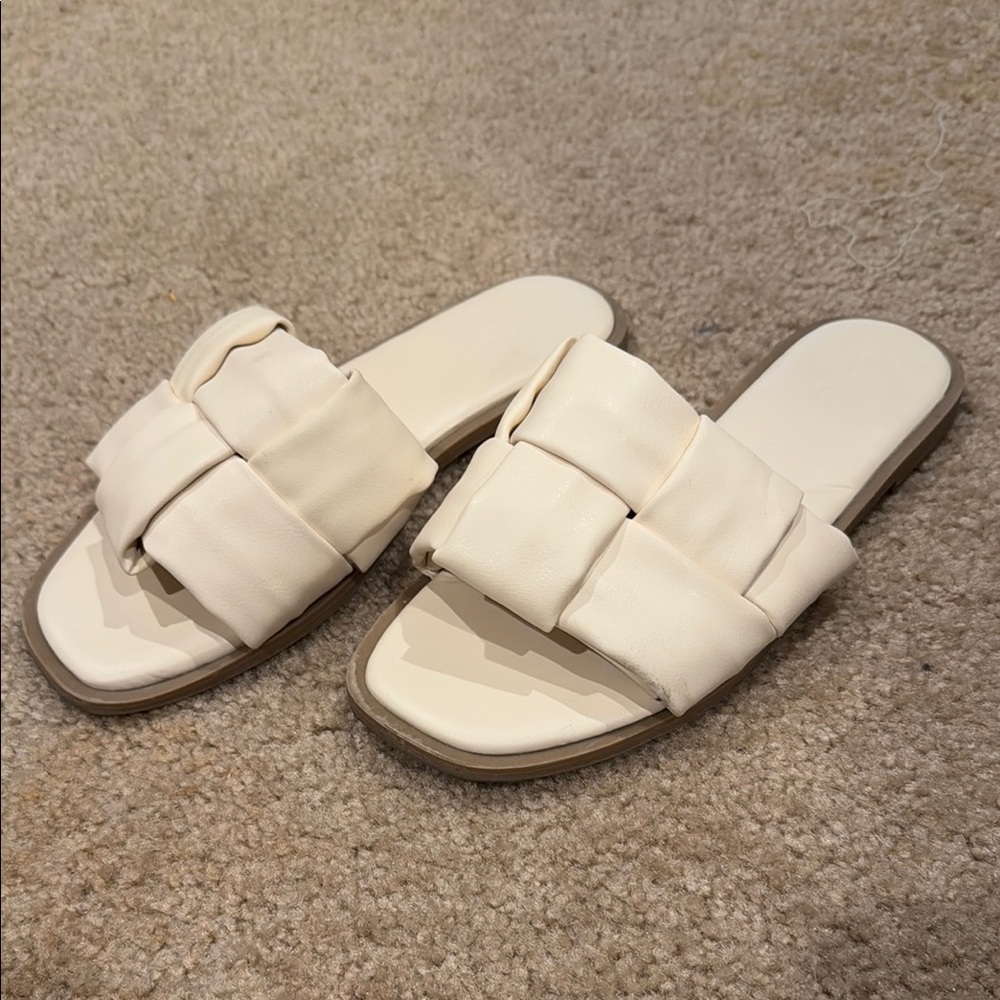 Stylish Cream Slide Sandals